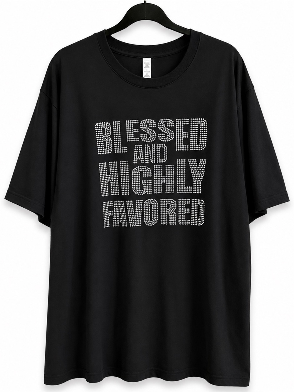 Black 'Blessed and Highly Favored' Short Sleeve Tee